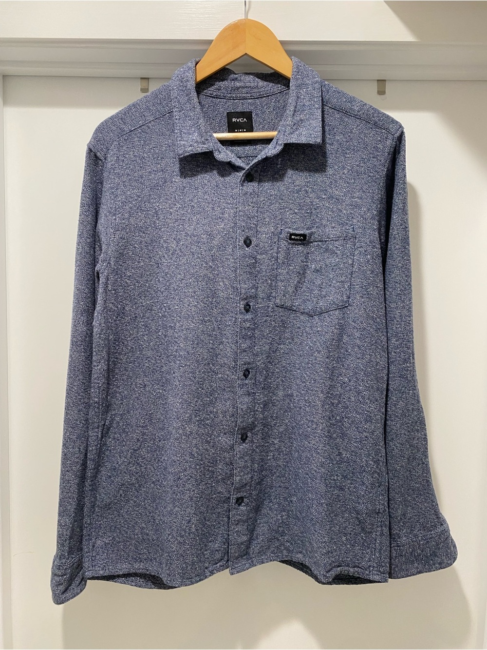 RVCA Heather Navy Button-Down Long Sleeve Shirt